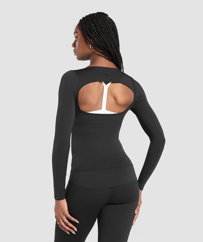 Gymshark Rest Day Luxe Long Sleeve Top Top Dames Zwart | PLEK90486