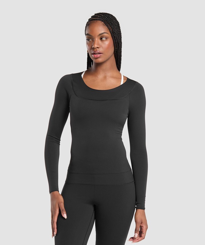 Gymshark Rest Day Luxe Long Sleeve Top Top Dames Zwart | PLEK90486