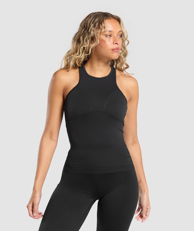 Gymshark Rest Day Luxe Racer Tank Tanktop Dames Zwart | AYKW70528