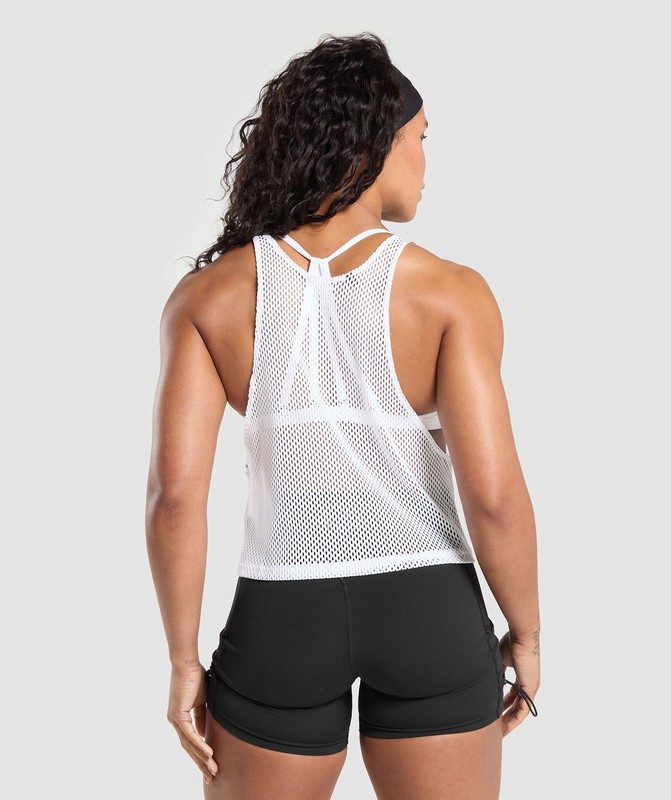 Gymshark Rest Day Mesh Midi Tank Tanktop Dames Wit | RCVA41273