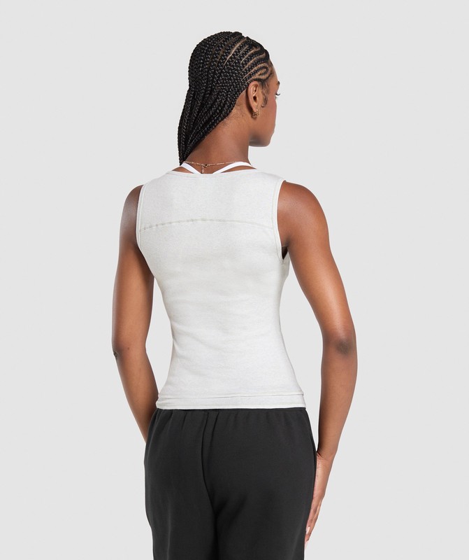Gymshark Rest Day Rib Top Top Dames Wit | UCTK26097