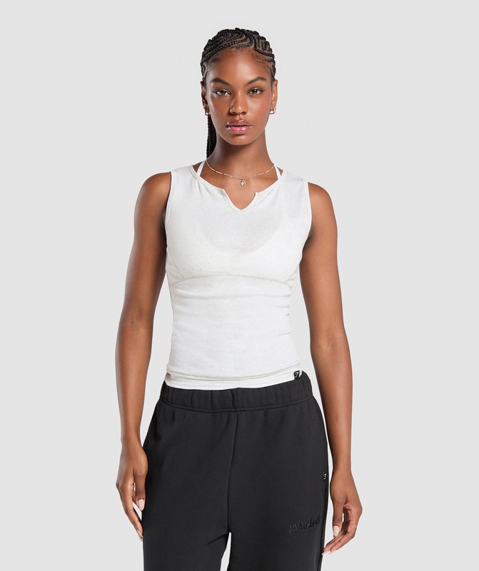 Gymshark Rest Day Rib Top Top Dames Wit | UCTK26097