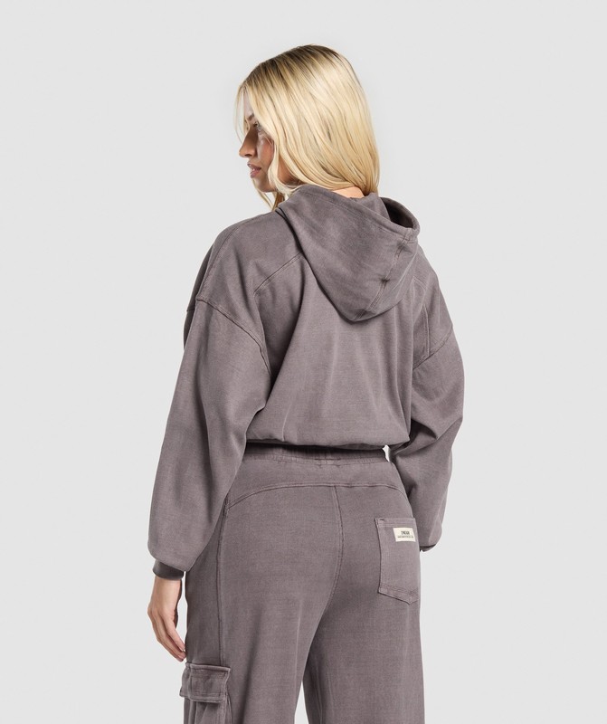 Gymshark Rest Day Ribbed Hoodie Hoodie Dames Paars | MOBH82403