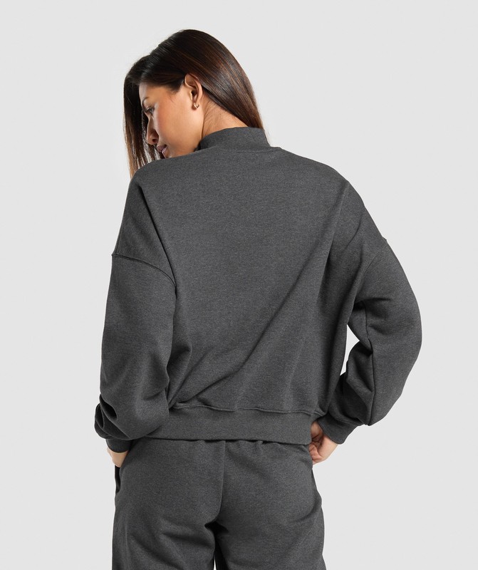 Gymshark Rest Day Sweats 1/2 Zip Pullover Pullover Dames Zwart | RABH98746