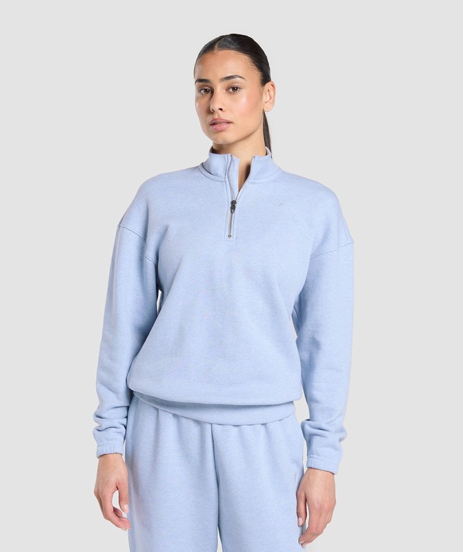 Gymshark Rest Day Sweats 2.0 1/4 Zip Pullover Pullover Dames Blauw | KGFC79184