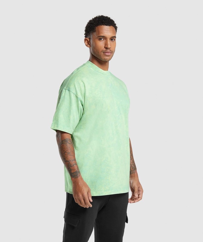 Gymshark Rest Day Washed T-Shirt T-Shirt Heren Groen | AXNZ29083