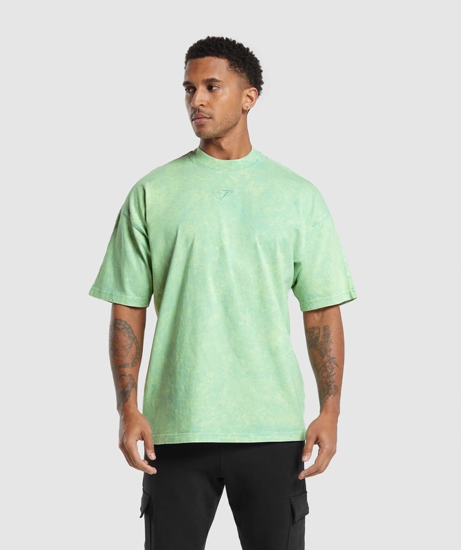 Gymshark Rest Day Washed T-Shirt T-Shirt Heren Groen | AXNZ29083