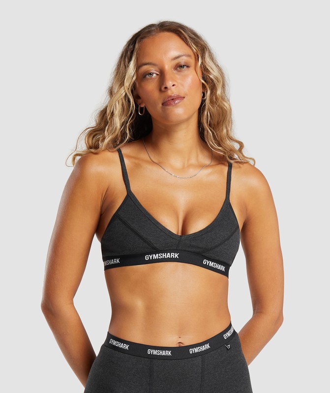 Gymshark Rib Bralette Bralettes Dames Zwart | FLQZ82345
