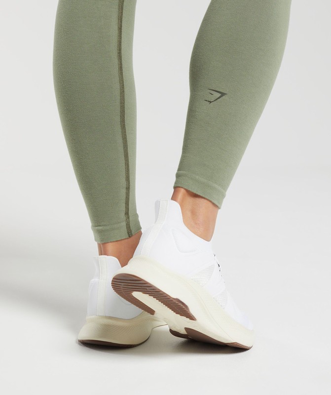 Gymshark Ribbed Cotton Seamless Leggings Leggings Dames Groen | ABLO08249