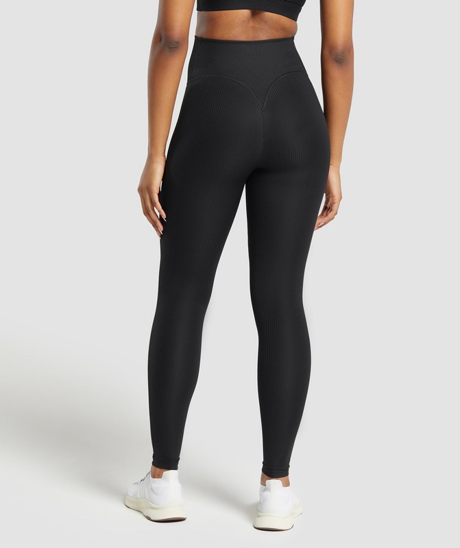 Gymshark Ribbed Legging Leggings Dames Zwart | XFDL85274