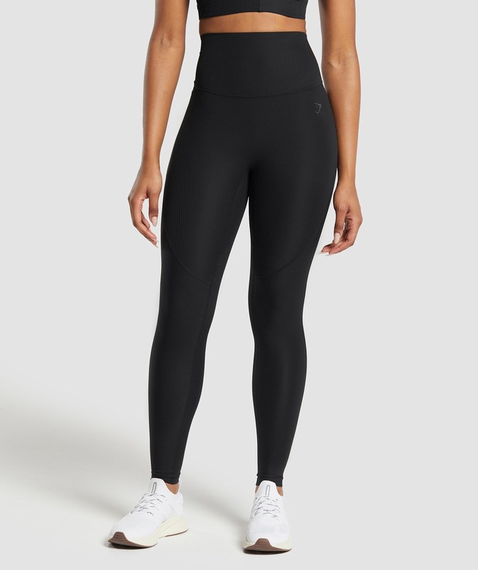 Gymshark Ribbed Legging Leggings Dames Zwart | XFDL85274