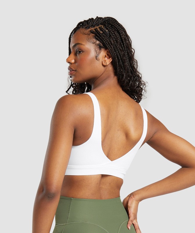 Gymshark Ribbed Sports Bra Sport BH Dames Wit | NSXA85026