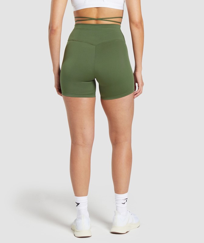 Gymshark Ribbon Tie Waisted Short Korte Broek Dames Olijfgroen | XGNQ36718