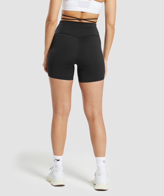 Gymshark Ribbon Tie Waisted Shorts Korte Broek Dames Zwart | HSOW81394