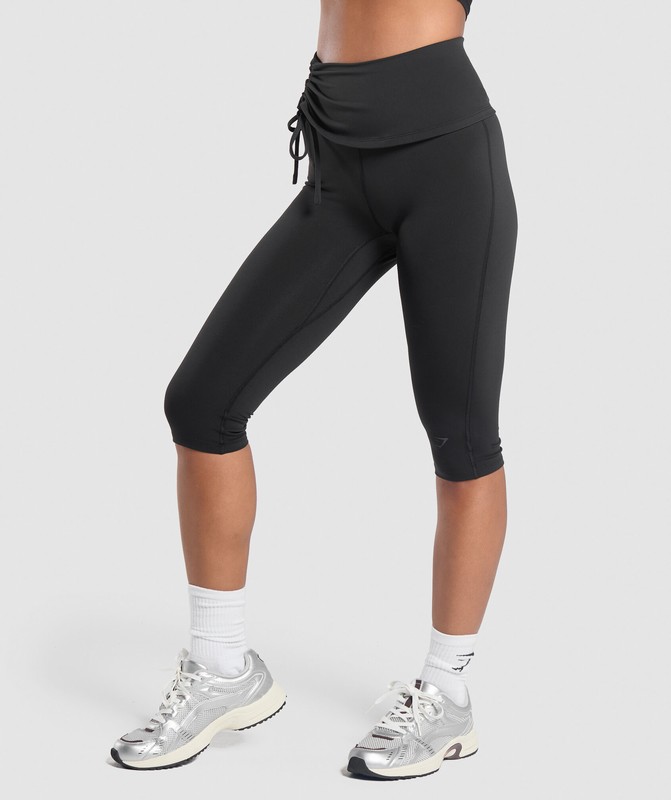 Gymshark Ruched Capri Leggings Leggings Dames Zwart | AOWL70945