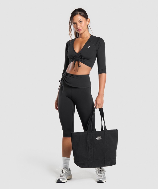 Gymshark Ruched Capri Leggings Leggings Dames Zwart | AOWL70945