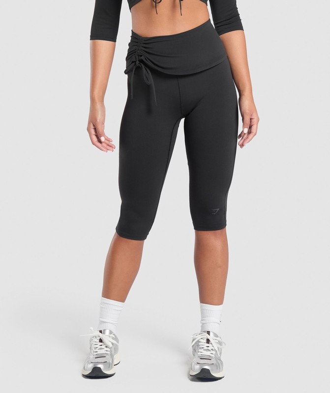 Gymshark Ruched Capri Leggings Leggings Dames Zwart | AOWL70945