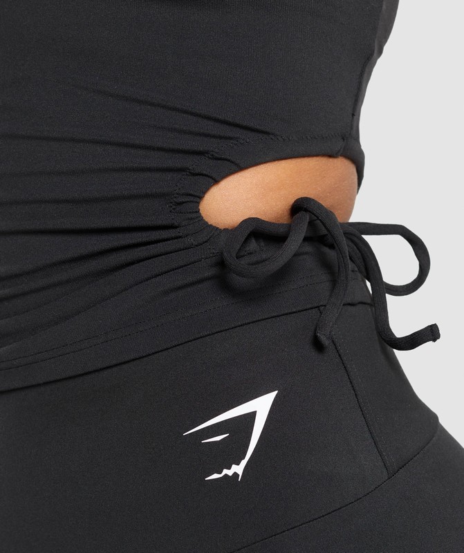 Gymshark Ruched Side Shelf Tank Tanktop Dames Zwart | NRBW30682