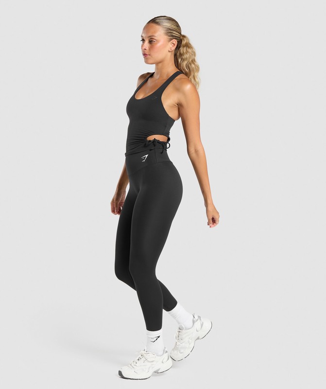 Gymshark Ruched Side Shelf Tank Tanktop Dames Zwart | NRBW30682