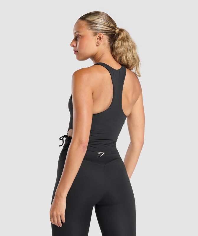 Gymshark Ruched Side Tank With Shelf Tanktop Dames Zwart | DRCK23985
