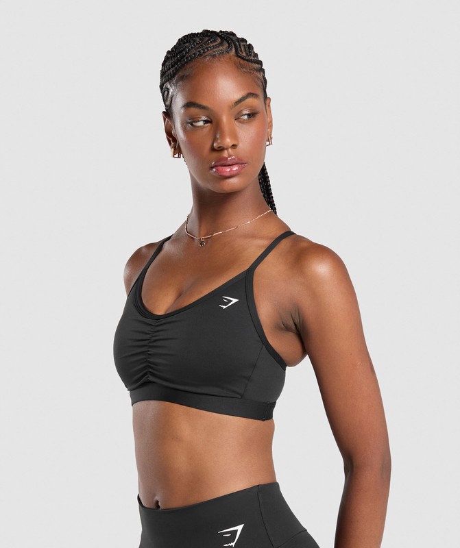 Gymshark Ruched Sports Bra Sport BH Dames Zwart | YDEJ15420