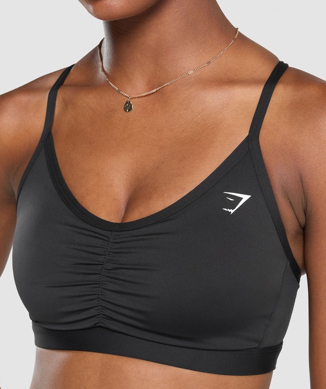 Gymshark Ruched Sports Bra Sport BH Dames Zwart | YDEJ15420