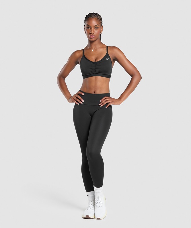 Gymshark Ruched Sports Bra Sport BH Dames Zwart | YDEJ15420
