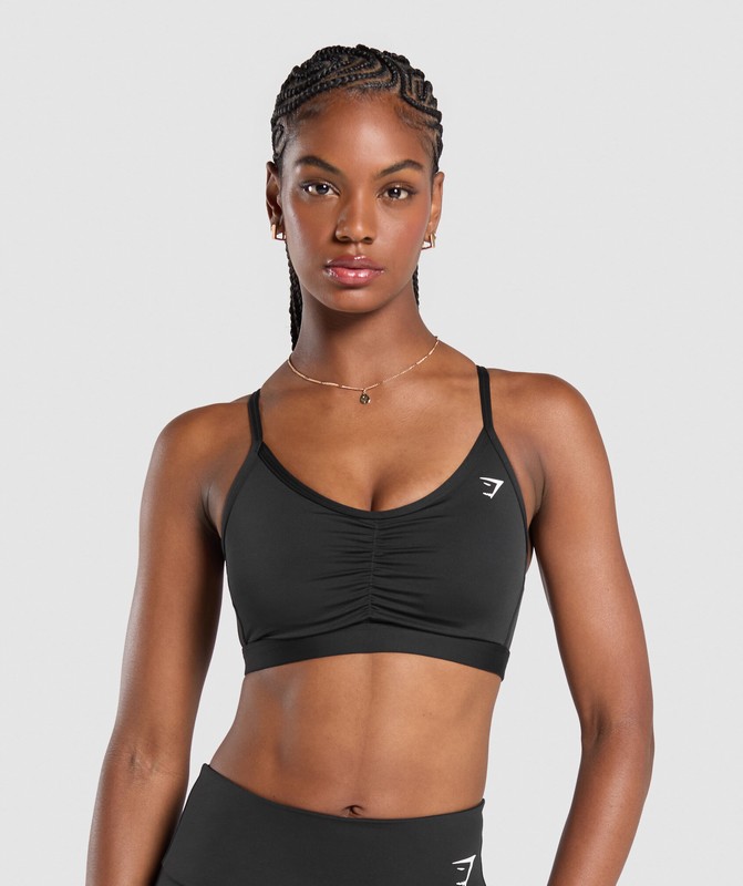 Gymshark Ruched Sports Bra Sport BH Dames Zwart | YDEJ15420