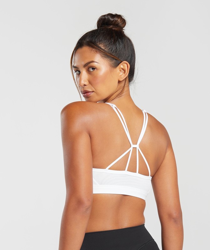 Gymshark Ruched Strappy Sports Bra Sport BH Dames Wit | JTMN51796