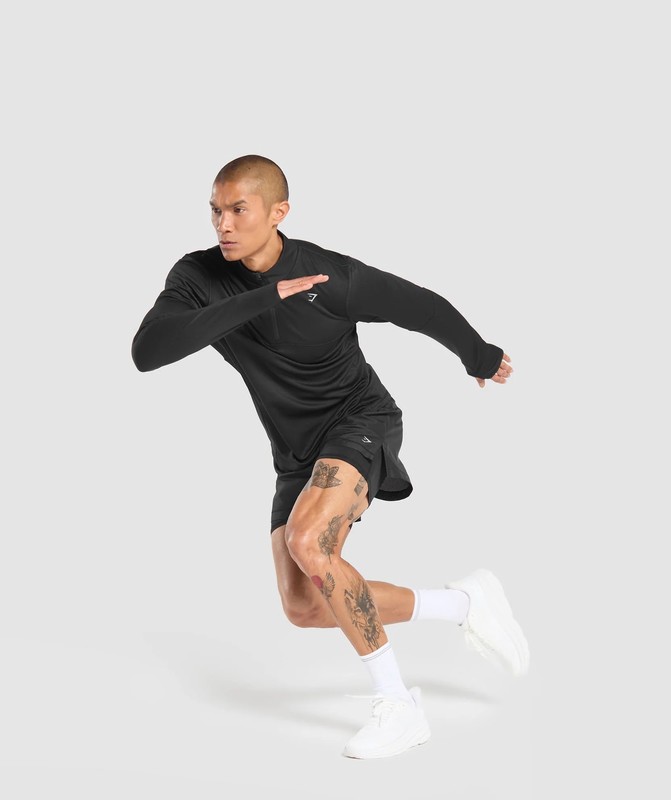 Gymshark Running 1/4 Zip Pullover Heren Zwart | ZPFX14706