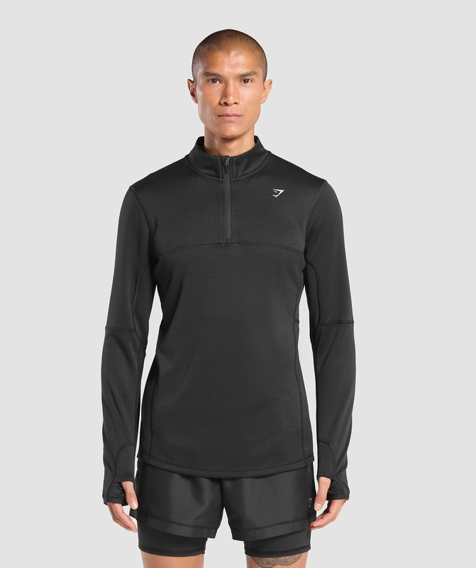 Gymshark Running 1/4 Zip Pullover Heren Zwart | ZPFX14706