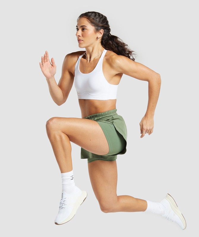 Gymshark Running 2 In 1 Shorts Korte Broek Dames Groen | HEPW93184