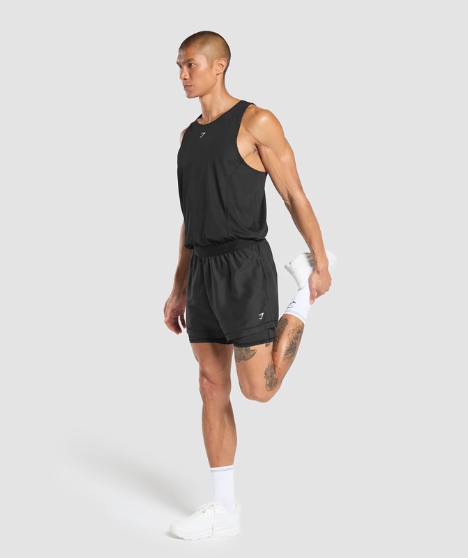 Gymshark Running 2 In 1 Shorts Korte Broek Heren Zwart | MNVX41875