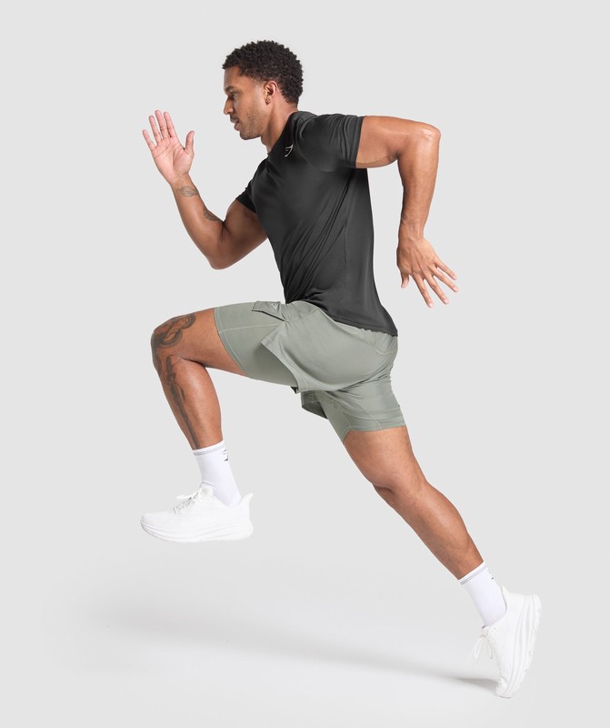 Gymshark Running 2 In 1 Shorts Korte Broek Heren Groen | QAPS69725