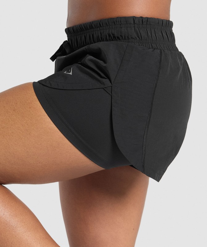 Gymshark Running 2 in 1 Woven Shorts Korte Broek Dames Zwart | YDTS93450