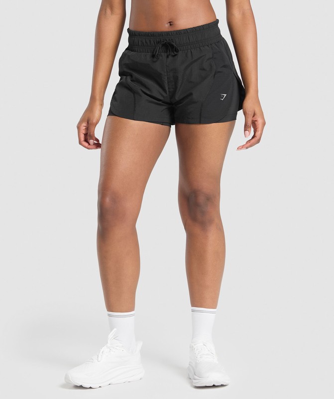 Gymshark Running 2 in 1 Woven Shorts Korte Broek Dames Zwart | YDTS93450