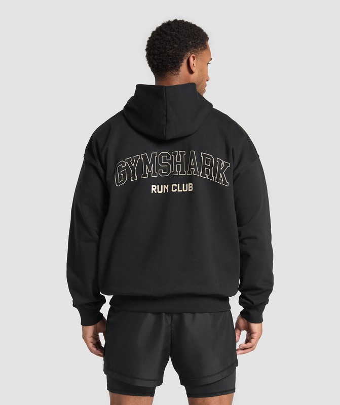 Gymshark Running Graphic Hoodie Hoodie Heren Zwart | GVEZ20713