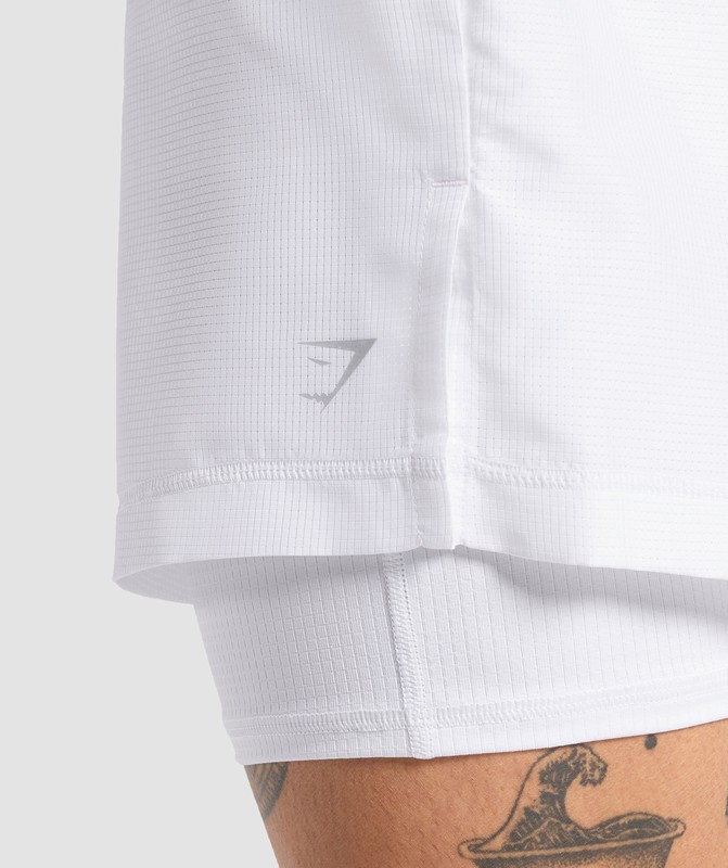 Gymshark Running Shorts 2 in 1 Korte Broek Heren Wit | YENU40612