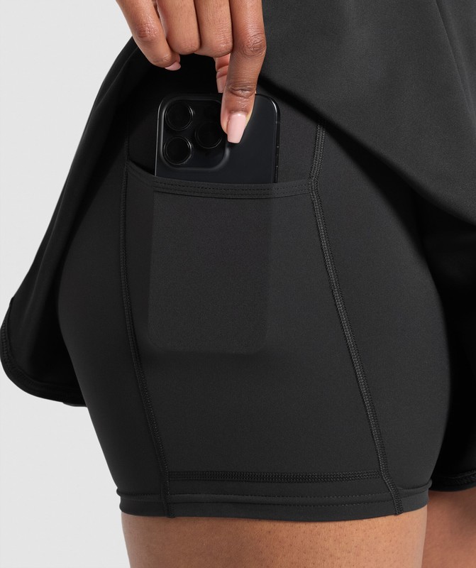 Gymshark Running Skort Korte Rok Dames Zwart | NMSL48973