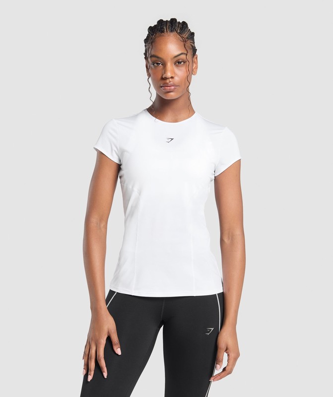 Gymshark Running T-Shirt T-Shirt Dames Wit | SDGT70569