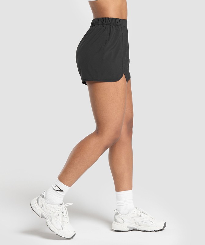 Gymshark Scallop Hem Shaped Short Korte Broek Dames Zwart | SNEI73458