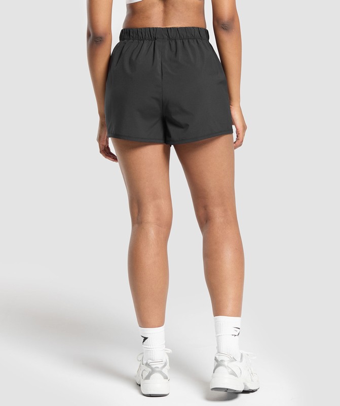 Gymshark Scallop Hem Shaped Short Korte Broek Dames Zwart | SNEI73458