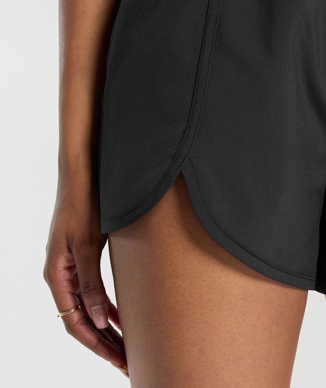 Gymshark Scallop Hem Shaped Short Korte Broek Dames Zwart | SNEI73458