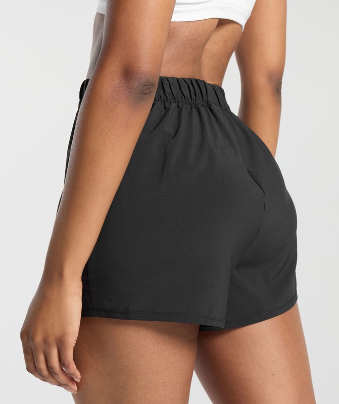 Gymshark Scallop Hem Shaped Short Korte Broek Dames Zwart | SNEI73458