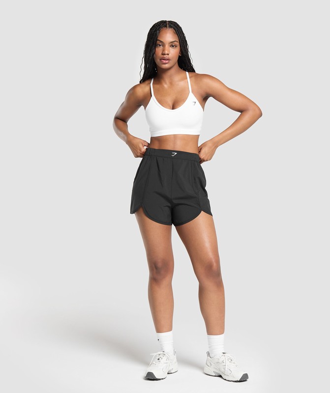 Gymshark Scallop Hem Shaped Short Korte Broek Dames Zwart | SNEI73458