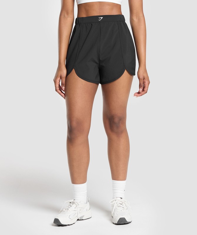 Gymshark Scallop Hem Shaped Short Korte Broek Dames Zwart | SNEI73458
