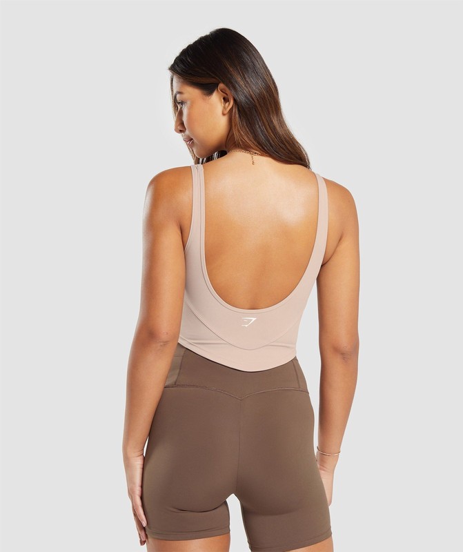 Gymshark Scoop Back Crop Tank Tanktop Dames Roze | TJKL25381