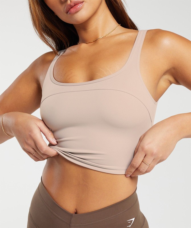 Gymshark Scoop Back Crop Tank Tanktop Dames Roze | TJKL25381