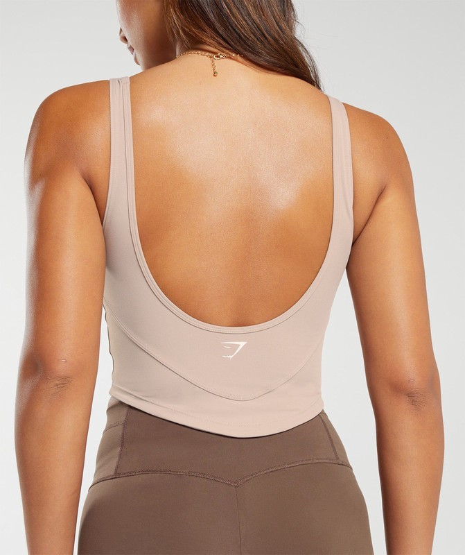Gymshark Scoop Back Crop Tank Tanktop Dames Roze | TJKL25381