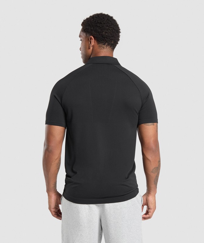 Gymshark Seamless Polo Shirt Poloshirt Heren Zwart | SRDU35026